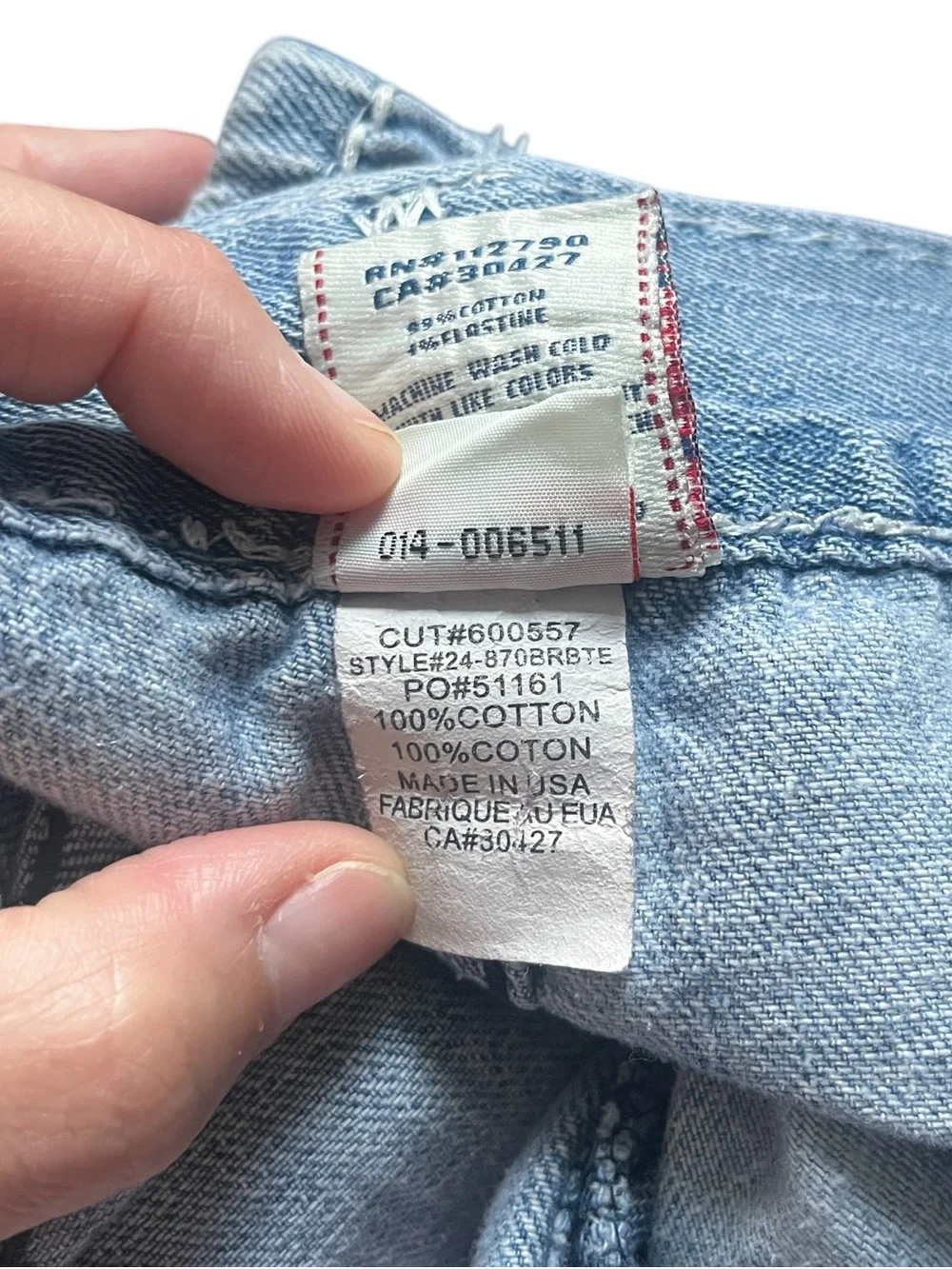 True Religion Joey Super T Jeans 34x30 Light Wash Bootcut USA Contrast Stitch